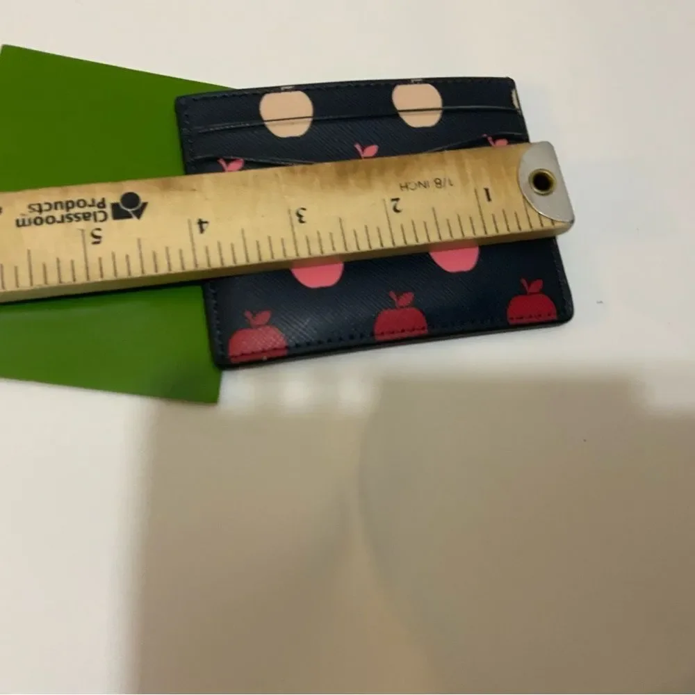 Authentic Kate spade Leather apple print card case holder